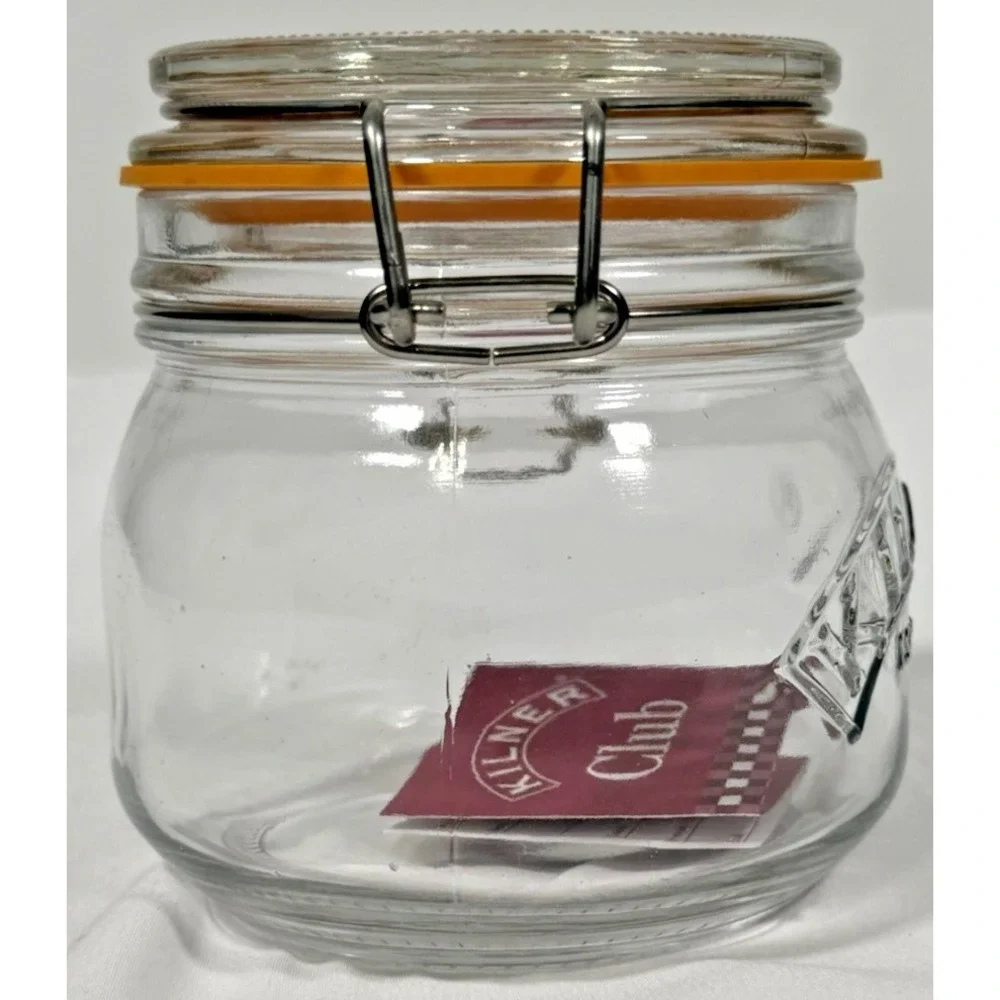 Kilner Clip Top Glass Jar Small Clear Orange Seal Airtight Storage 0.35L